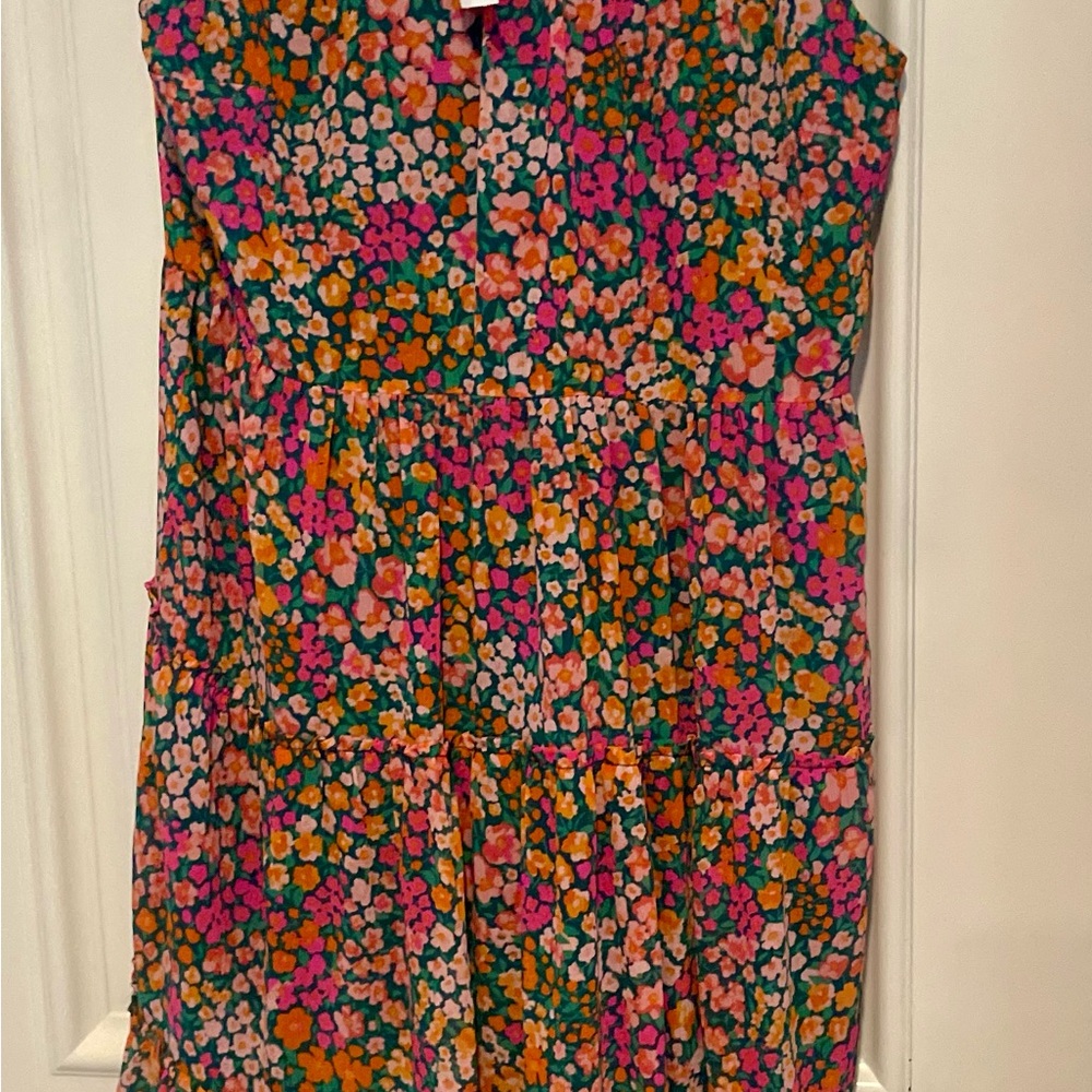 J. Crew Casual Pink and Yellow Midi Sundress